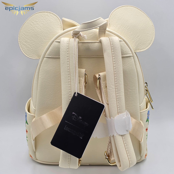 Loungefly Disney Minnie Mouse Embroider Cosplay Floral White Mini Backpack Bag - Picture 5 of 8